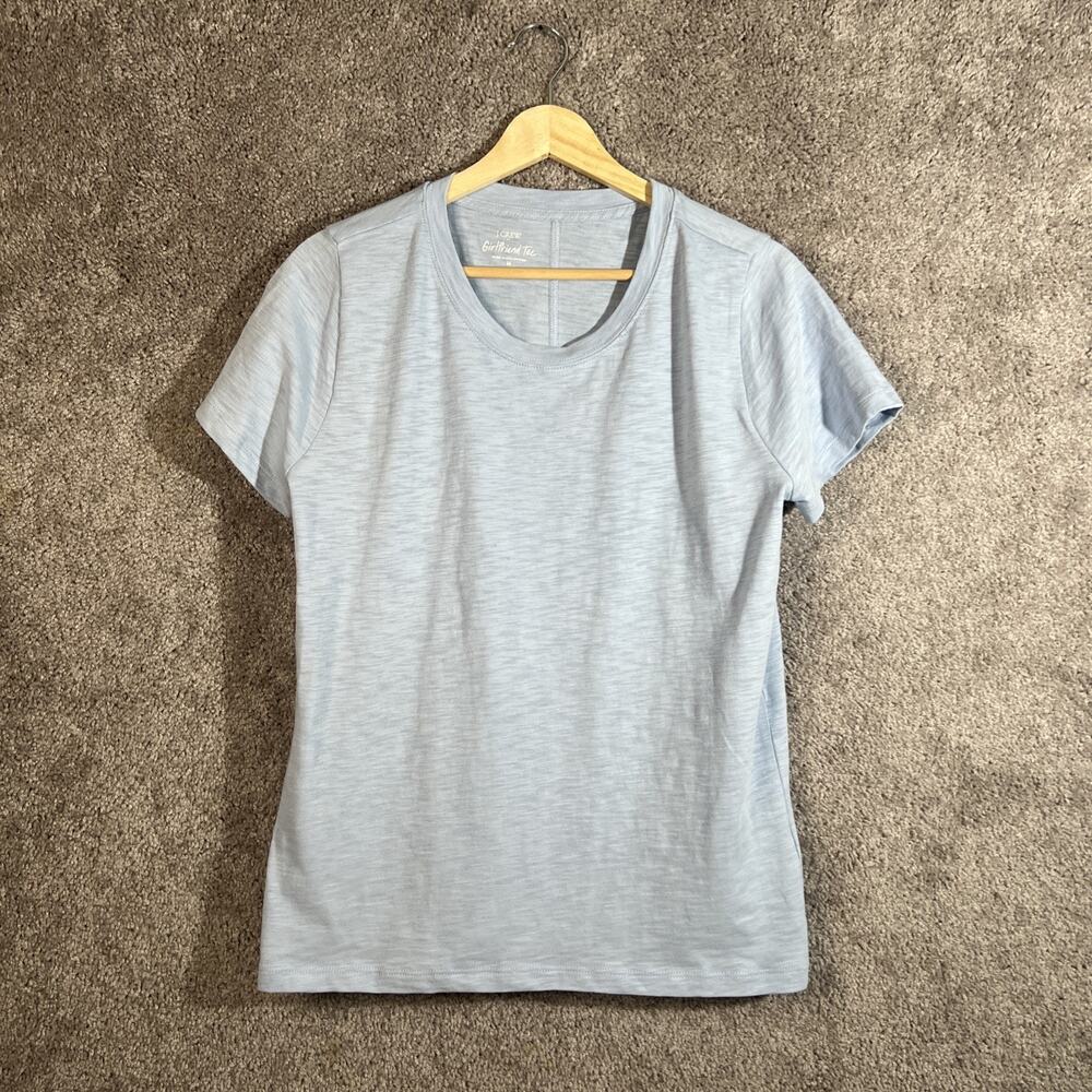 J. Crew Girfriend Tee T-Shirt Womens Medium Blue Short Sleeve Scoop Neck Cotton